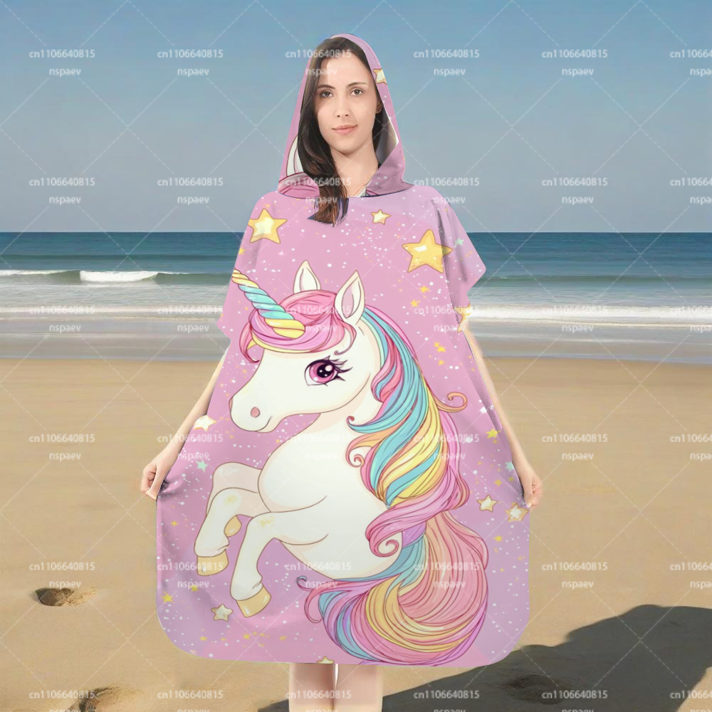Cute Pink Unicorn Star Hooded  - Hooded Bath Towel 评论和价格